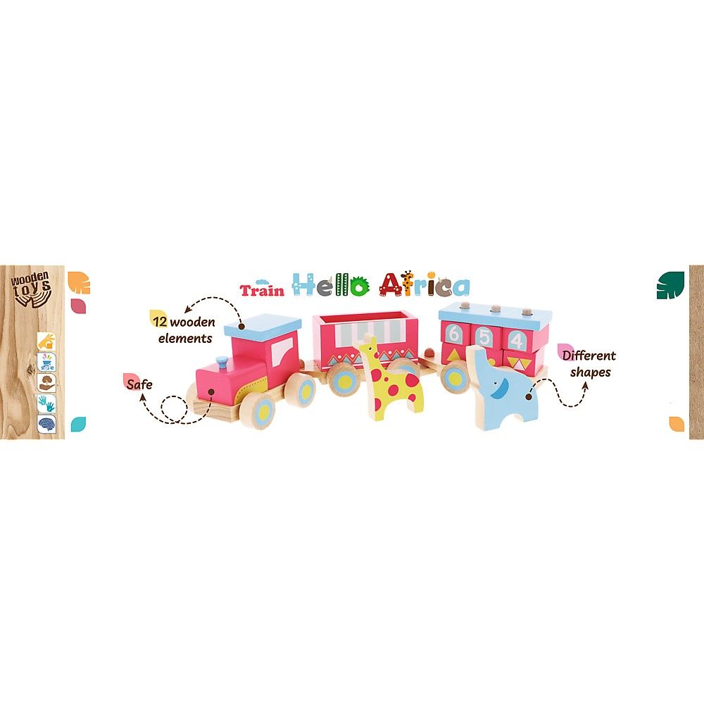 Trefl Wooden jucarie din lemn trenulet 18m+ Hello Africa
