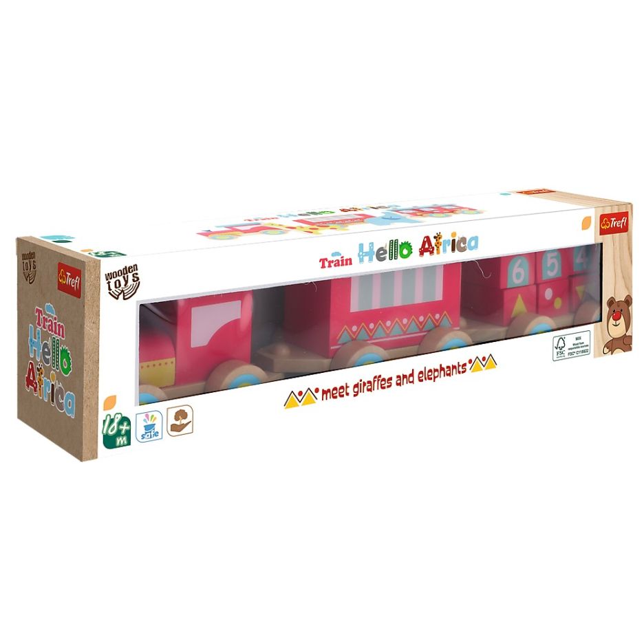 Trefl Wooden jucarie din lemn trenulet 18m+ Hello Africa