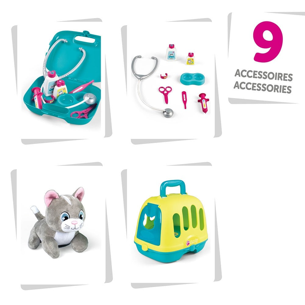 Smoby jucarie Set veterinar cu carucior si pisica 3 ani+