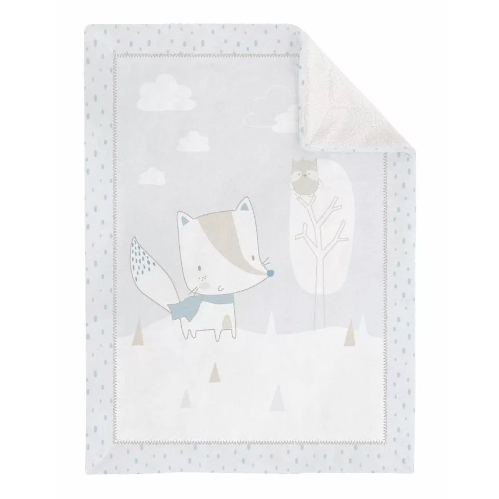 Kikka Boo patura polar si sherpa 110x140 cm, Vulpita gri