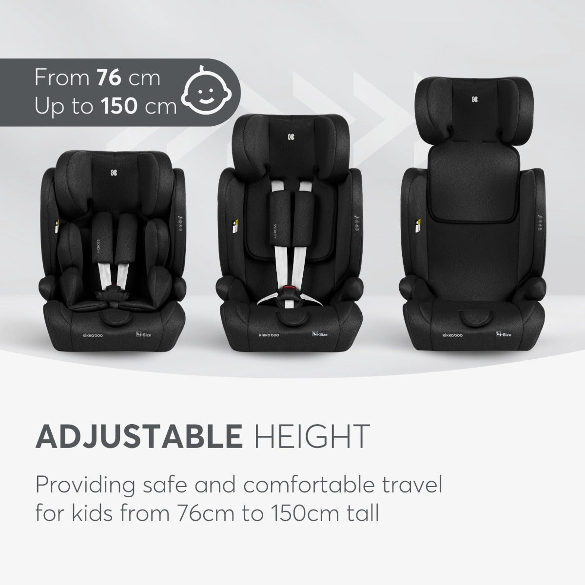 Kikka Boo scaun auto i-Cross Top Tether i-Size 76-150 cm Black