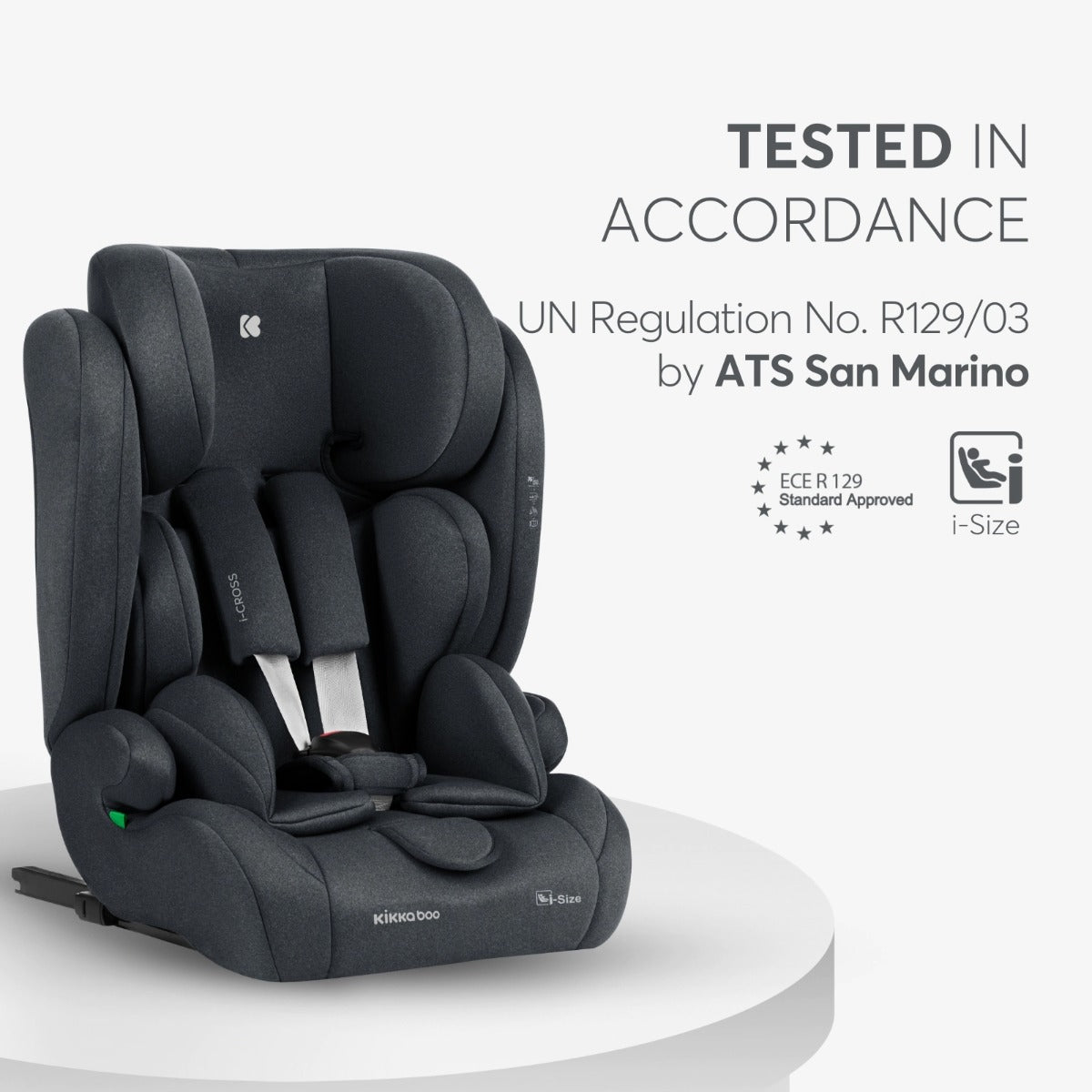 Kikka Boo scaun auto i-Cross Top Tether i-Size 76-150 cm Dark Grey