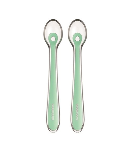 Kikka Boo 2 lingurite silicon in cutie 4m+, Menta 01