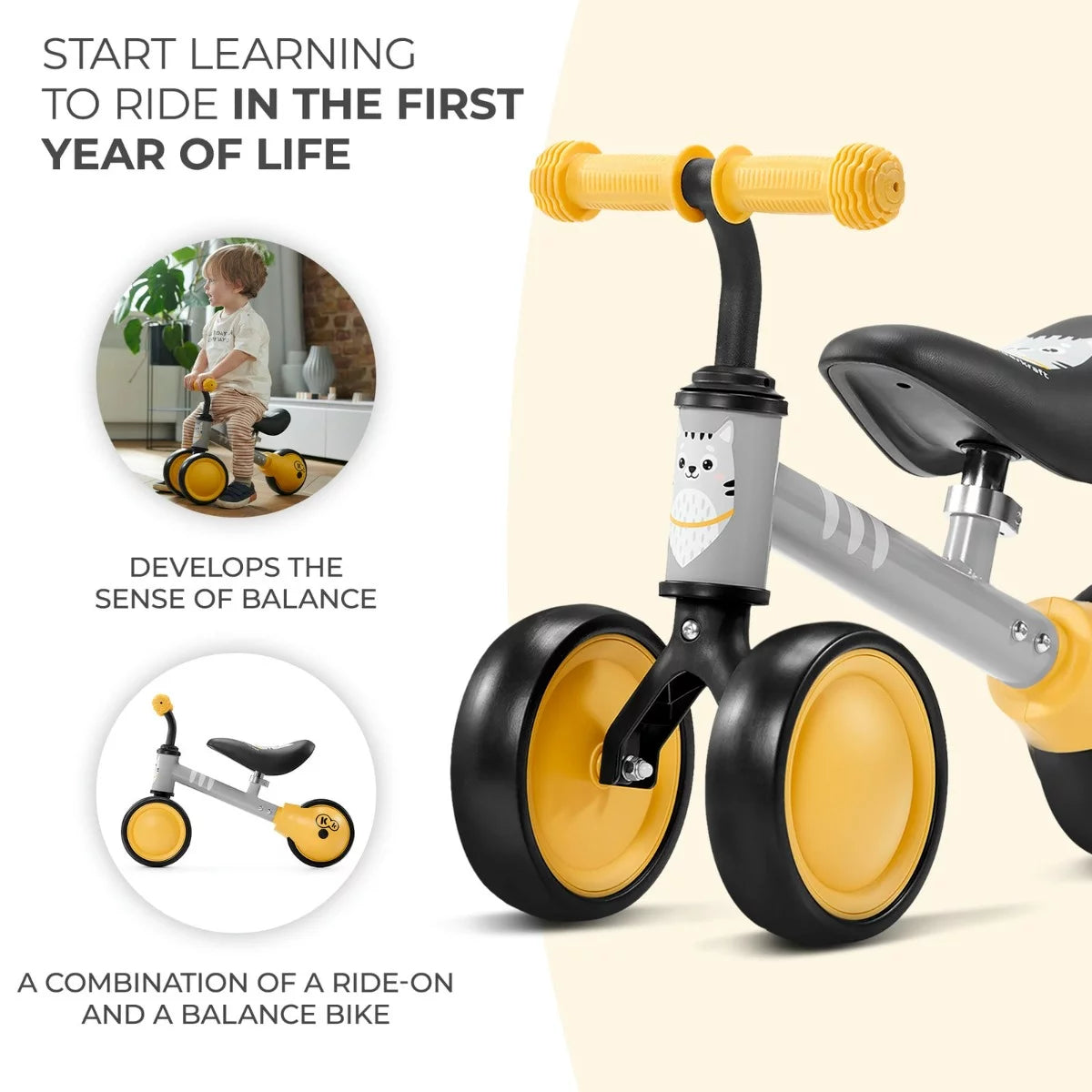 Kinderkraft bicicleta de echilibru CUTIE 12m+ Yellow