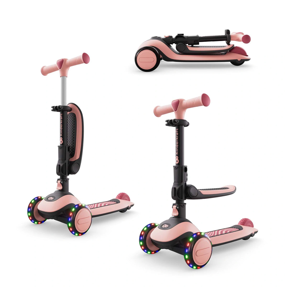 Kinderkraft bicicleta si trotineta HALLEY II cu LED 12m+ Rose Pink