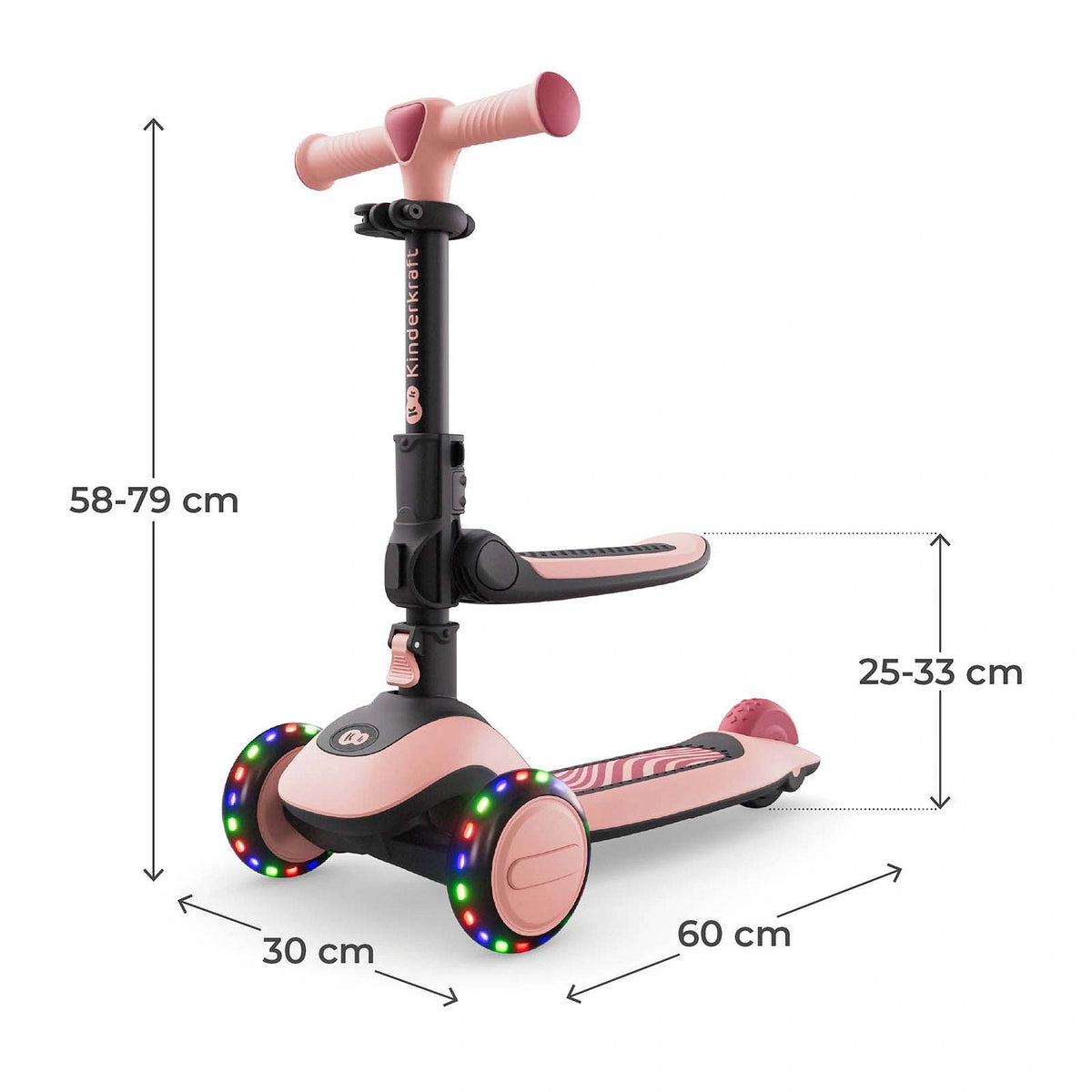 Kinderkraft bicicleta si trotineta HALLEY II cu LED 12m+ Rose Pink