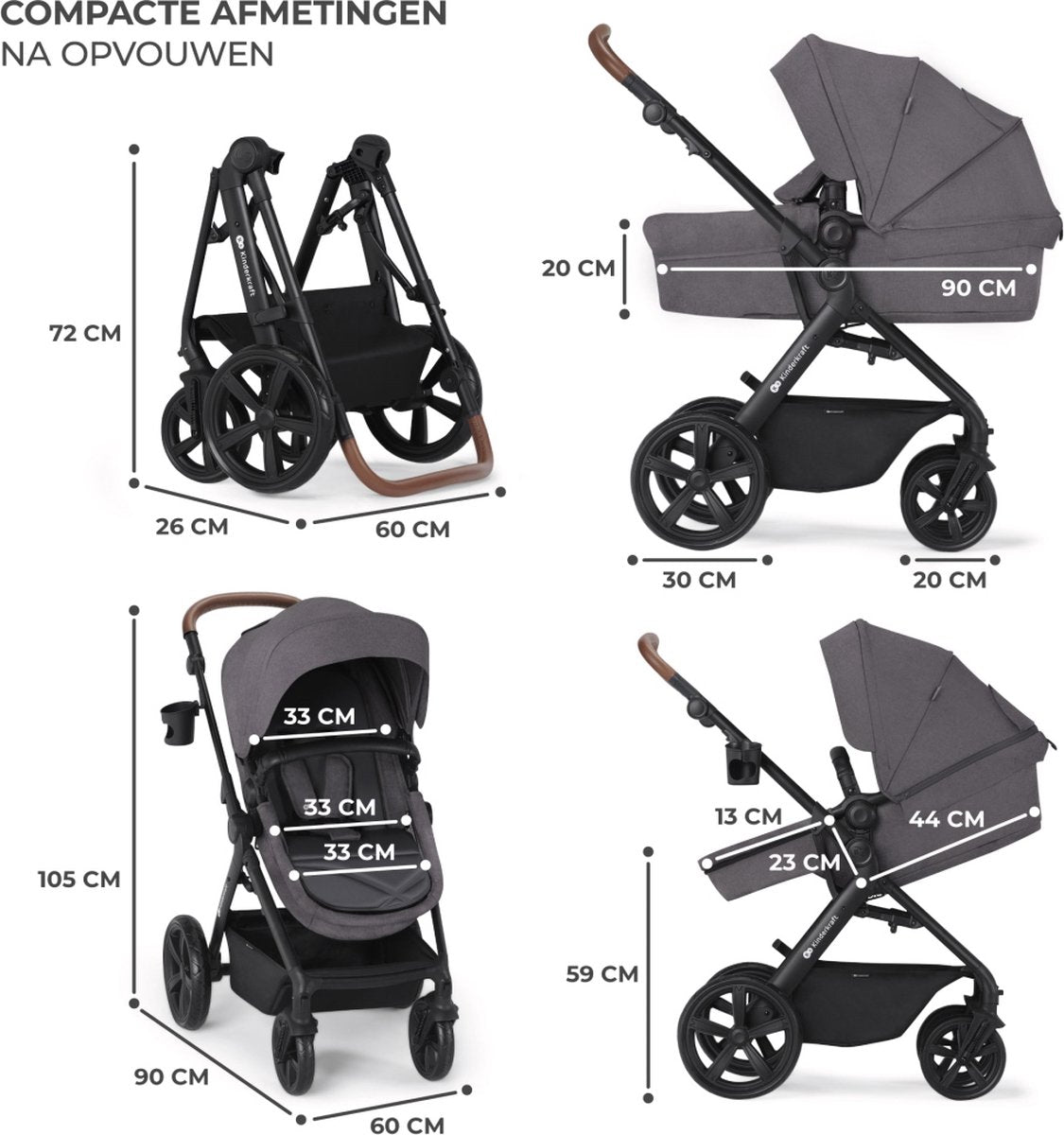 Kinderkraft carucior 3in1 multifunctional A-Tour 0m+ Black