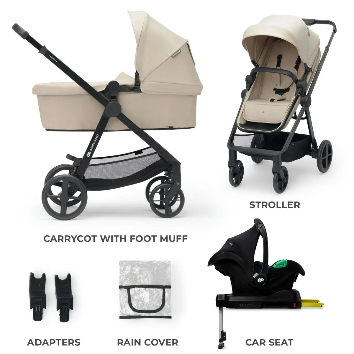 Kinderkraft carucior 3in1 NEWLY 0m+ Sand Beige Imagine secundară a produsului