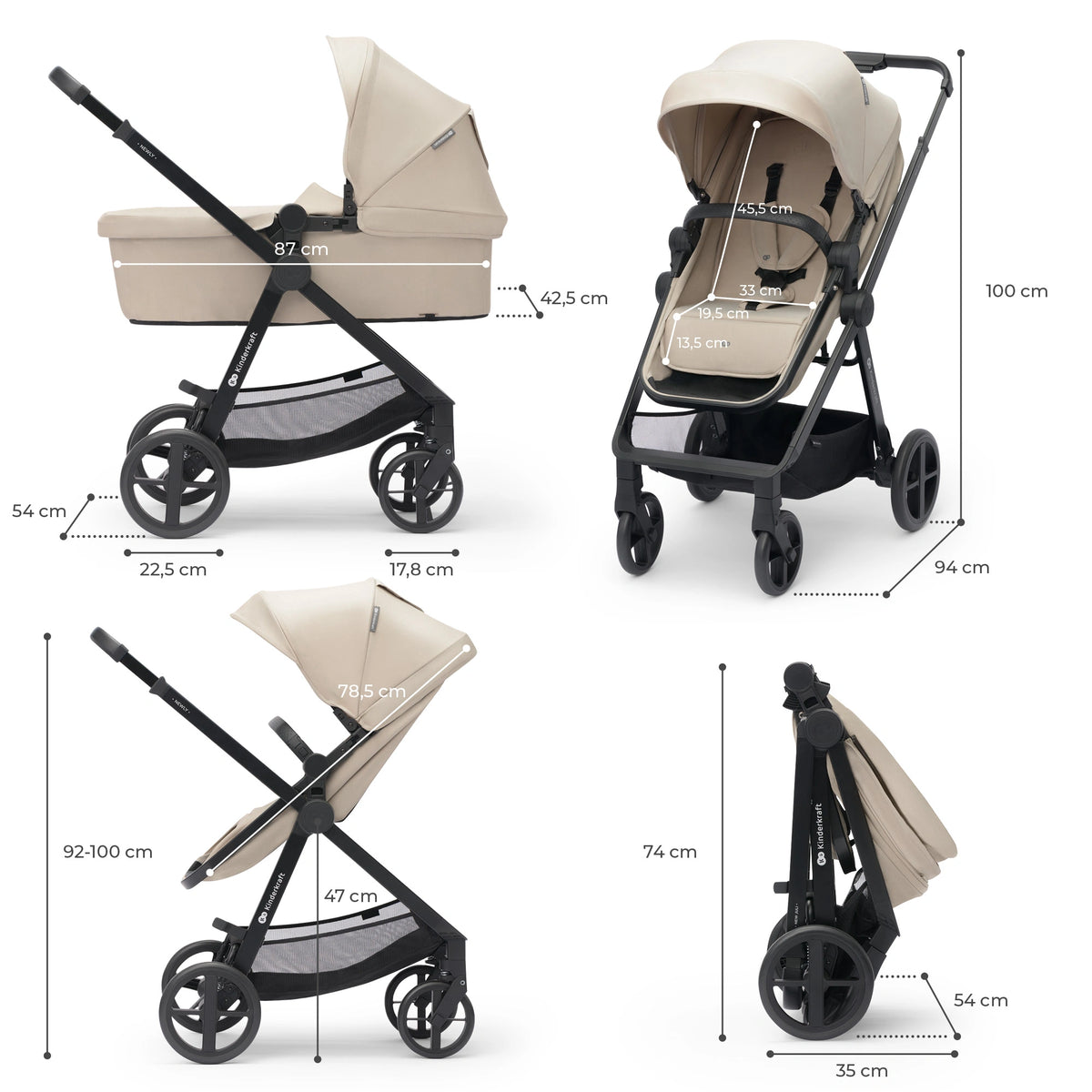 Kinderkraft carucior 4in1 NEWLY 0m+ Classic Beige