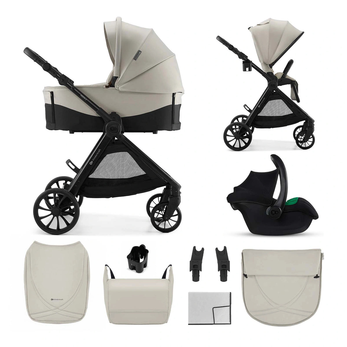 Kinderkraft carucior multifunctional 3in1 VESTO 2 - 0m+ Beige