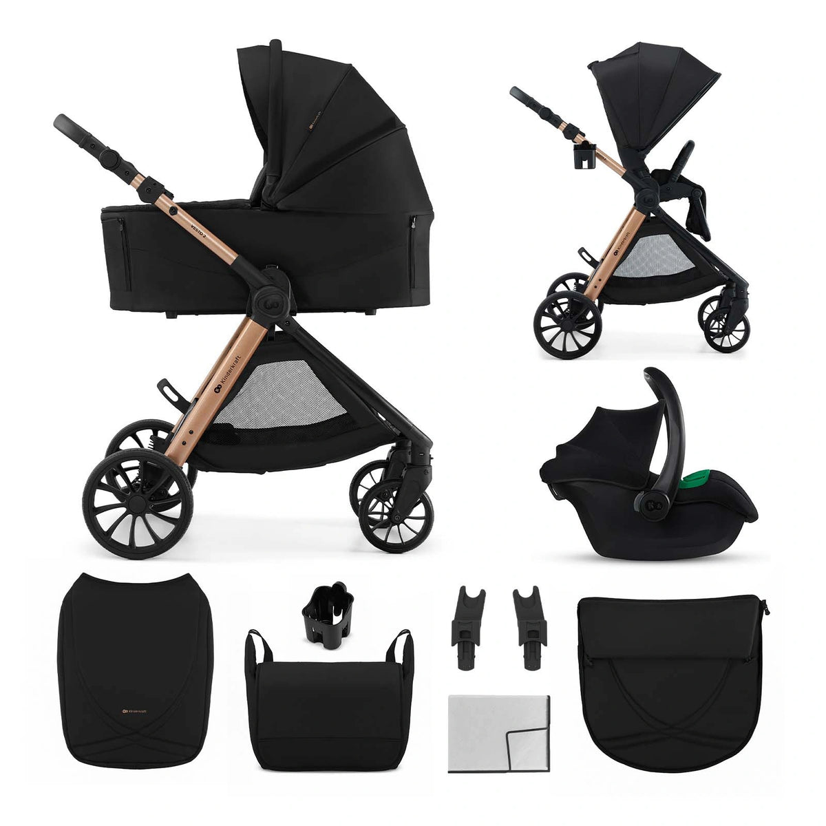Kinderkraft carucior multifunctional 3in1 VESTO 2 - 0m+ Black