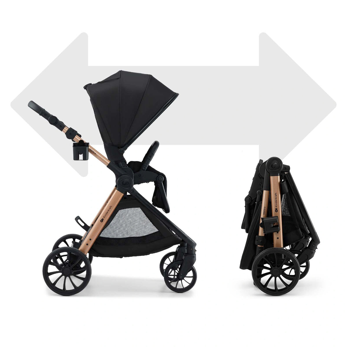 Kinderkraft carucior multifunctional 3in1 VESTO 2 - 0m+ Black