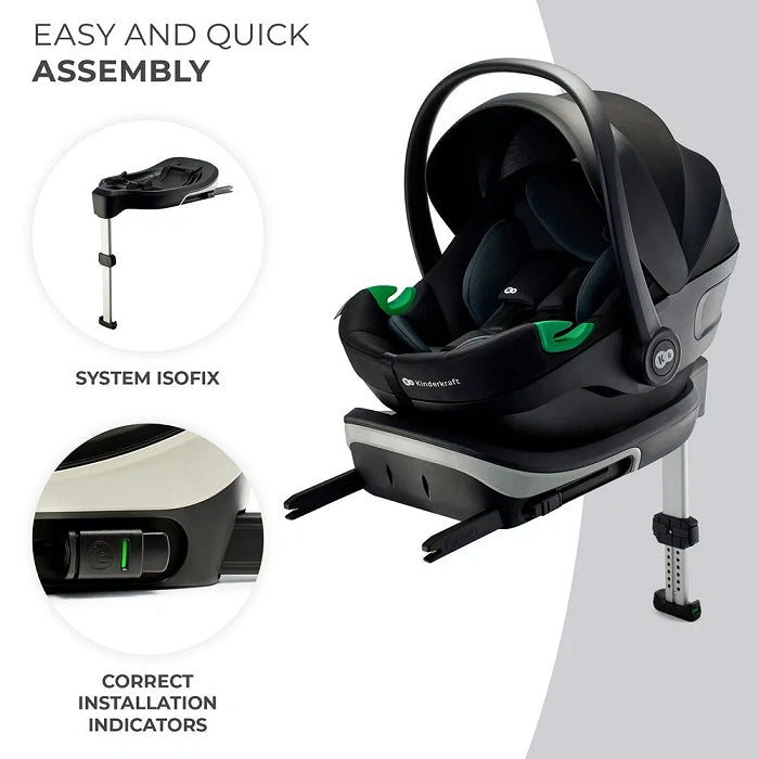 Kinderkraft scaun auto I-Care i-size cu isofix 40-87 cm 0-13 kg R129 Graphite Black