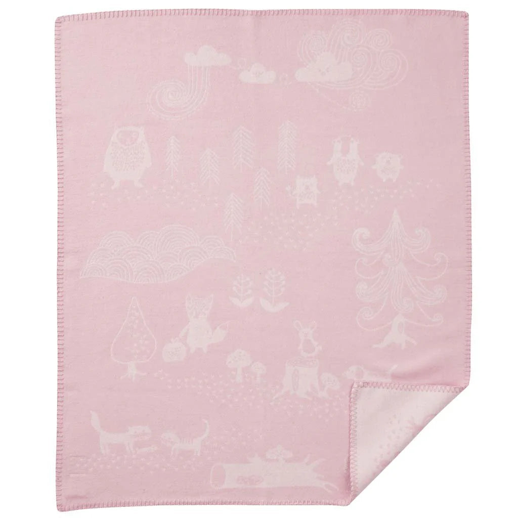Klippan patura bebelusi din bumbac bio 70x90 cm 0m+ Animale de padure Pink