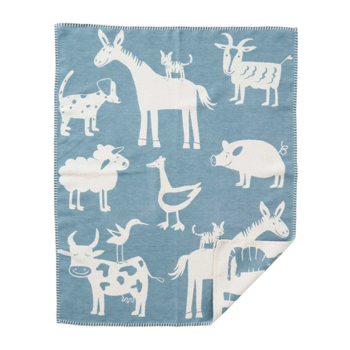 Klippan patura bebelusi din bumbac organic 70x90 cm 0m+ Farm Blue