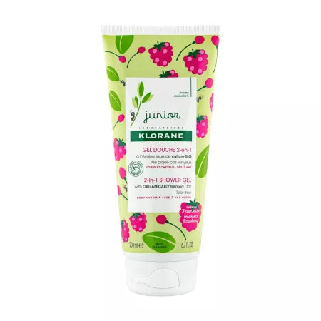 Klorane Junior gel de dus 2in1 cu aroma de zmeura 200 ml 3 ani+