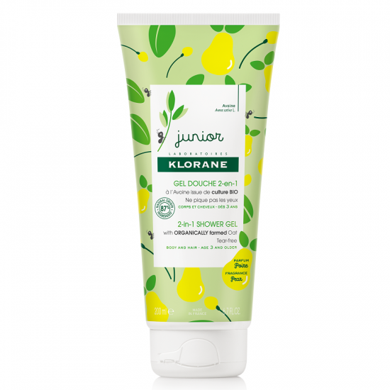 Klorane Junior gel de dus bio cu aroma de pere 200 ml 3 ani+
