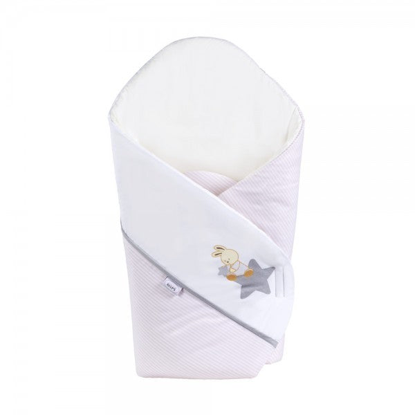 Klups patura tip port bebe 75x75 cm, 0m+, Star Journey alb-roz