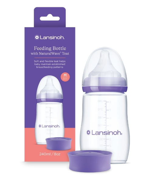 Lansinoh biberon cu tetina NaturalWave M de 240ml 3m+