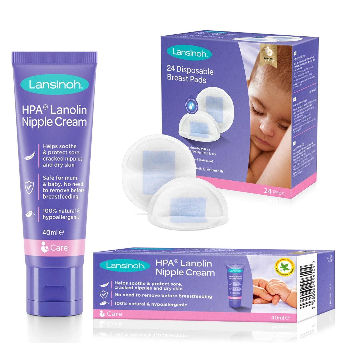 Lansinoh pachet Lanolina HPA crema pentru mameloane + Tampoane pentru san