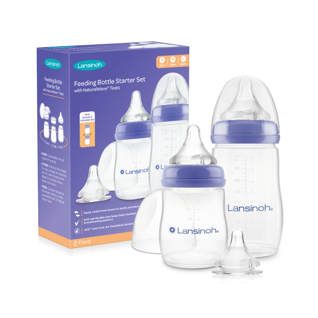 Lansinoh pachet Starter biberoane cu tetina NaturalWave 160 ml + 240 ml 0m+
