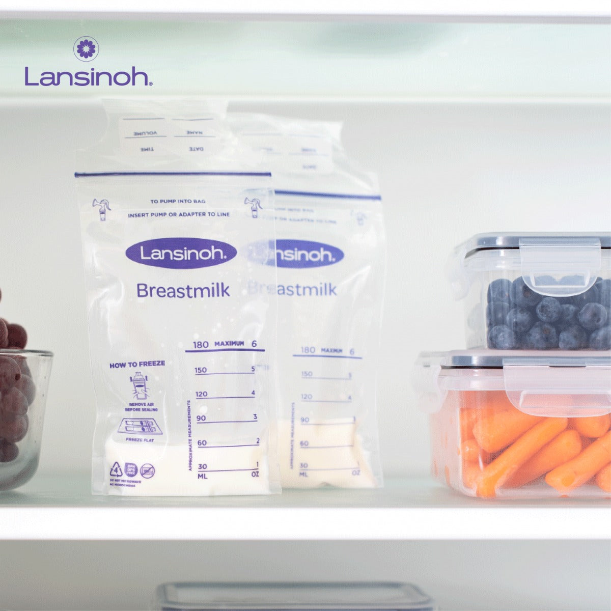Lansinoh Pungi pentru stocarea laptelui matern de 180 ml  25buc/set Imagine secundară a produsului