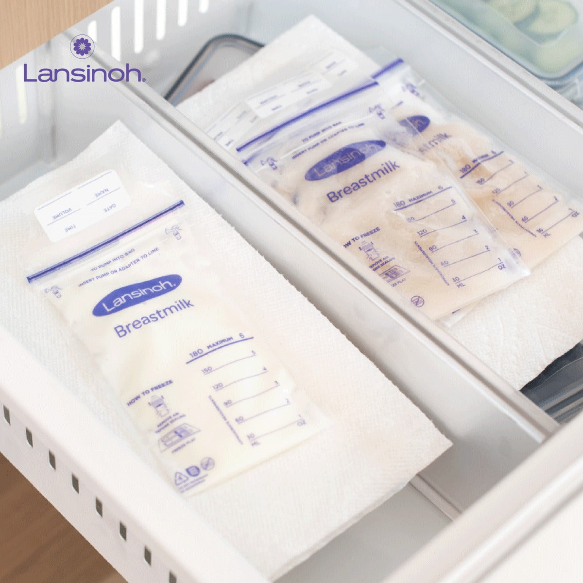 Lansinoh Pungi pentru stocarea laptelui matern de 180 ml  25buc/set