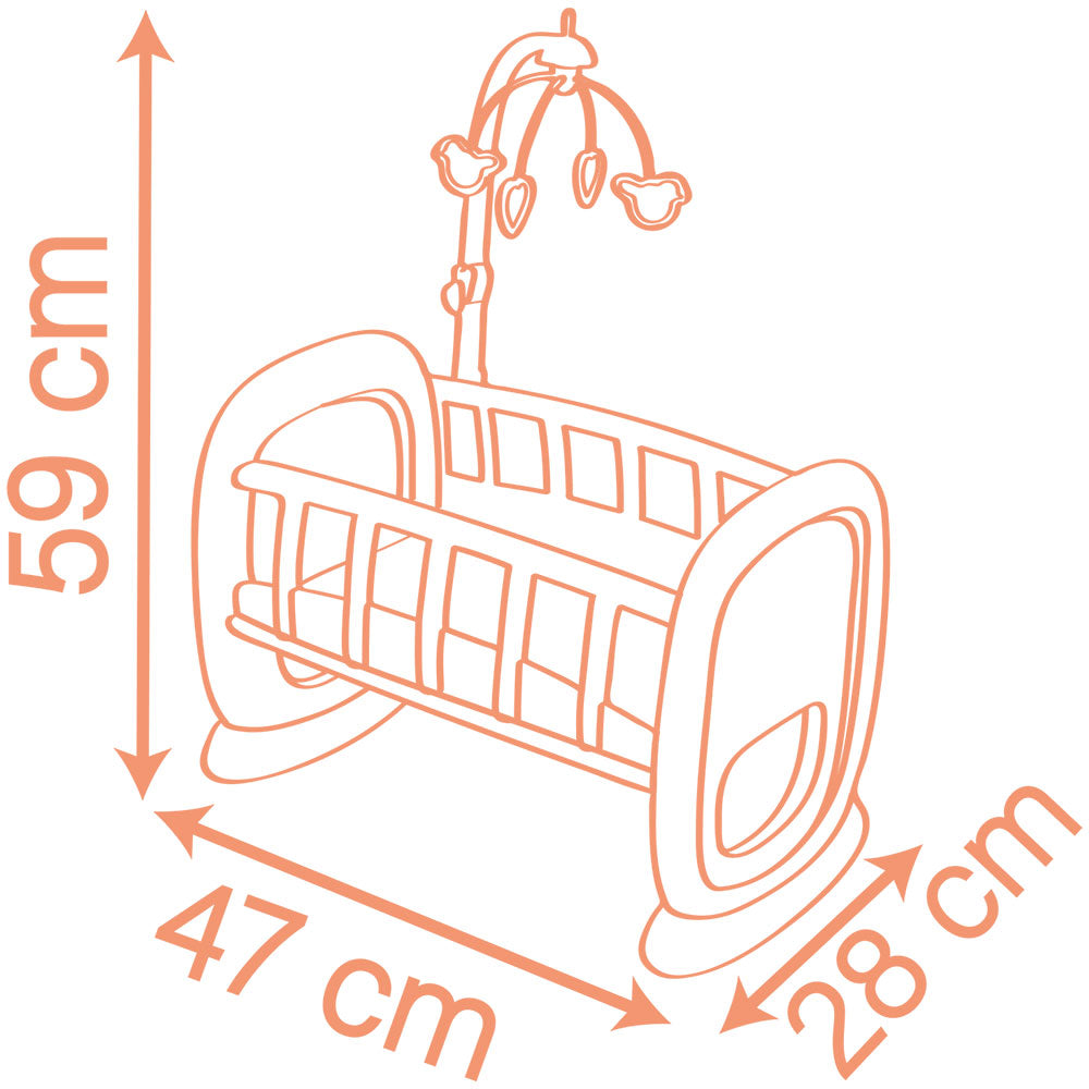 Smoby leagan pentru papusa Baby Nurse Baby's Cot cu carusel 18m+