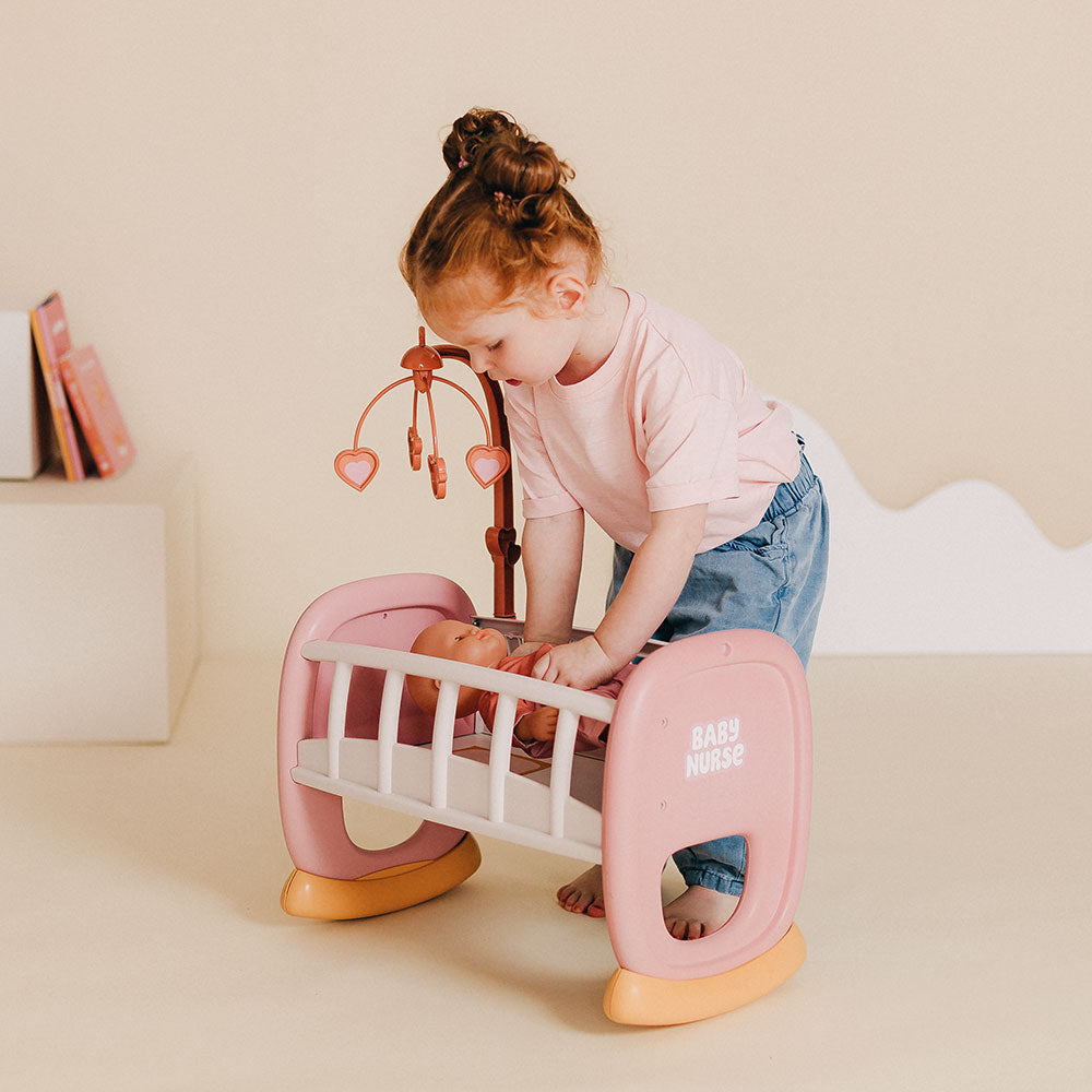 Smoby leagan pentru papusa Baby Nurse Baby's Cot cu carusel 18m+