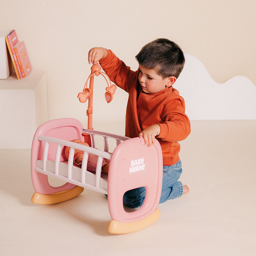 Smoby leagan pentru papusa Baby Nurse Baby's Cot cu carusel 18m+