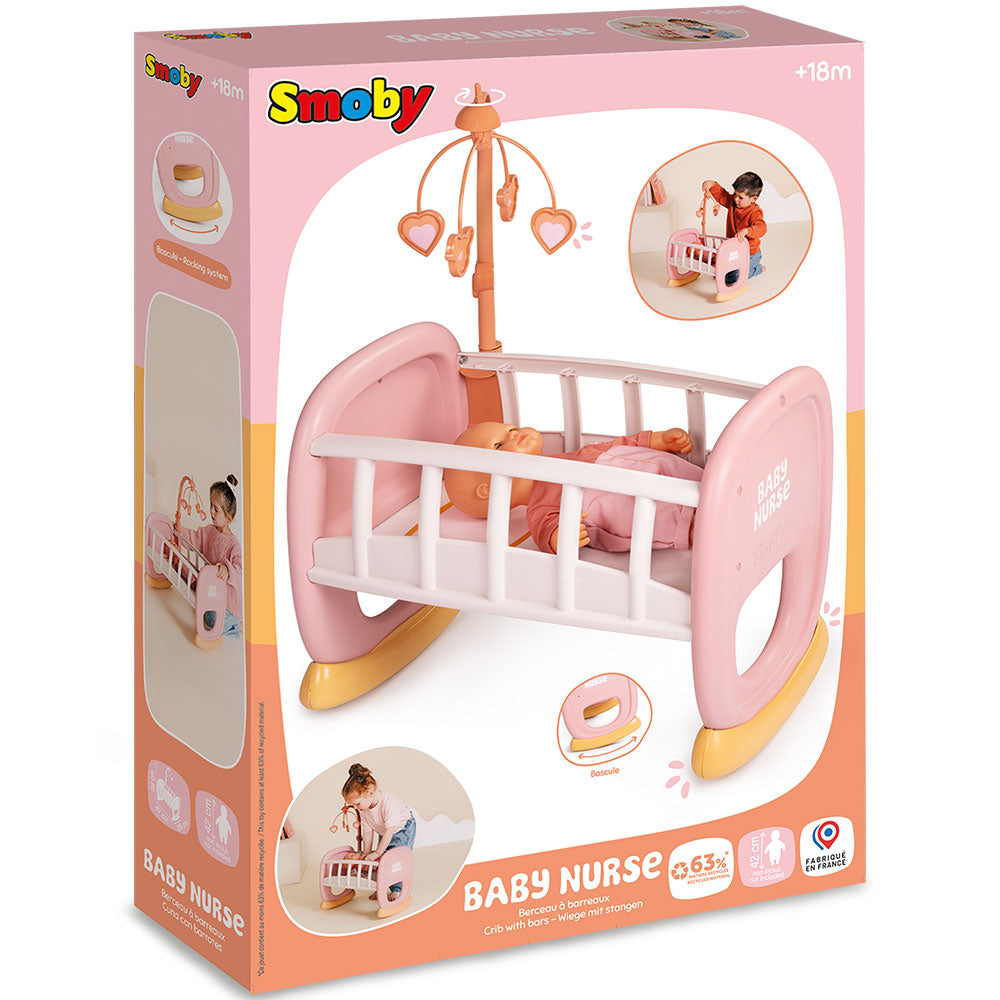 Smoby leagan pentru papusa Baby Nurse Baby's Cot cu carusel 18m+