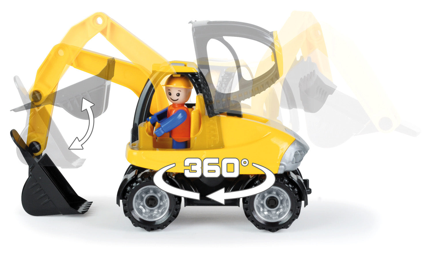 Lena jucarie excavator Truckies de 25 cm cu figurina 2 ani+ Galben