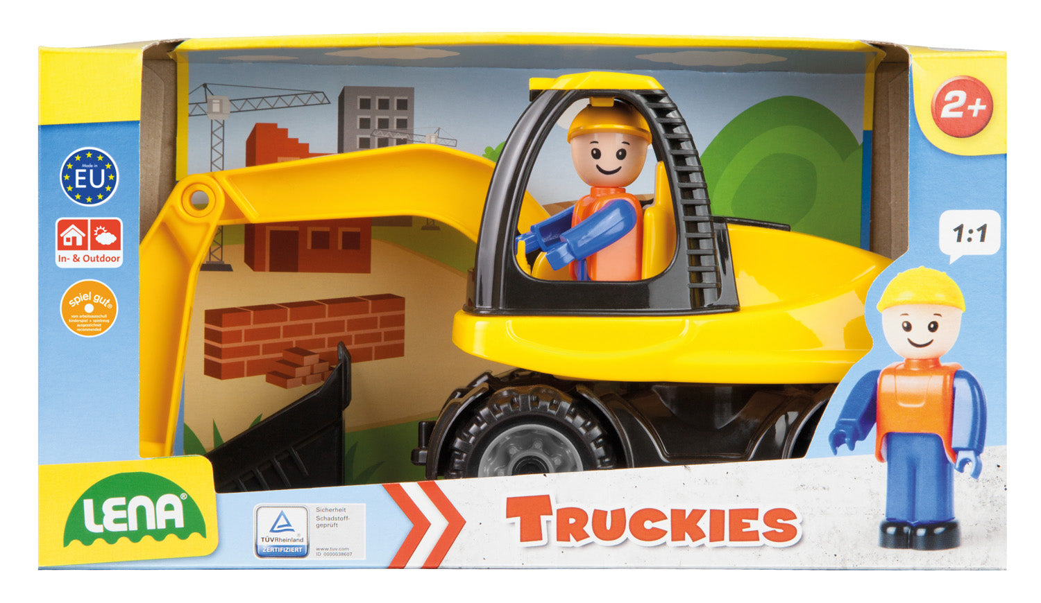 Lena jucarie excavator Truckies de 25 cm cu figurina 2 ani+ Galben