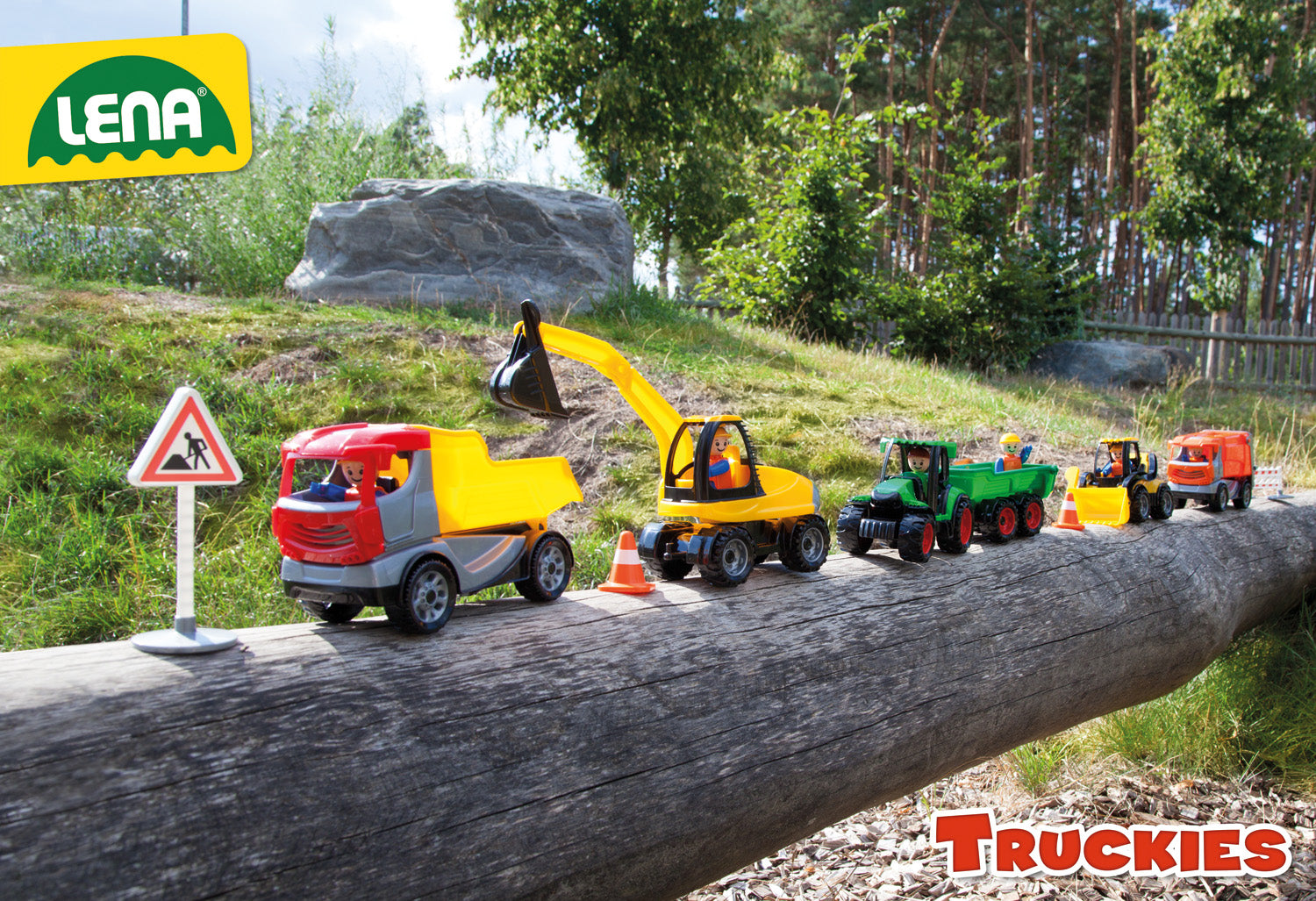 Lena jucarie excavator Truckies de 25 cm cu figurina 2 ani+ Galben