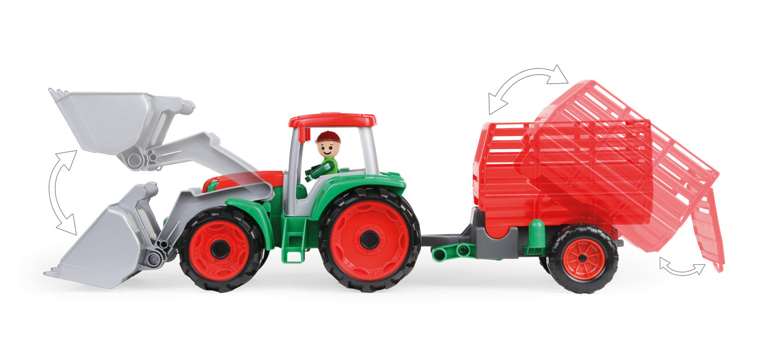 Lena jucarie tractor cu remorca TRUXX de 55 cm cu figurina 2 ani+