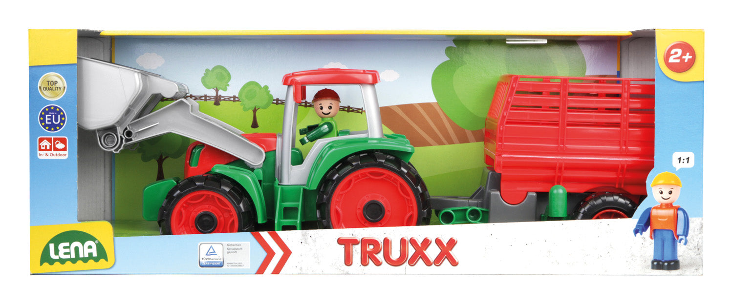 Lena jucarie tractor cu remorca TRUXX de 55 cm cu figurina 2 ani+
