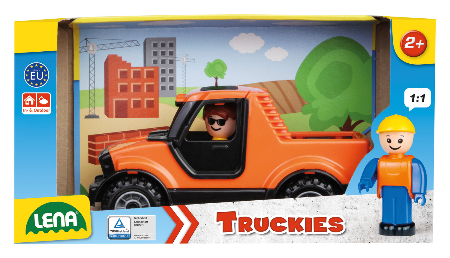 Lena jucarie Truckies Pick Up de 20 cm cu figurina 2 ani+ Portocaliu