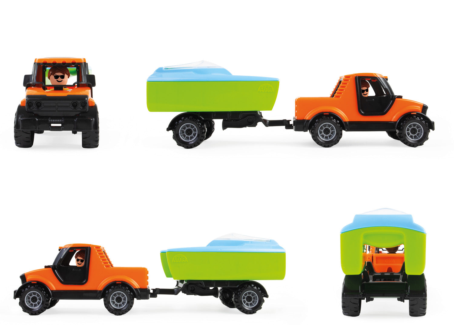 Lena Truckies masina Pick-Up cu barca si figurina 35 cm 2 ani+