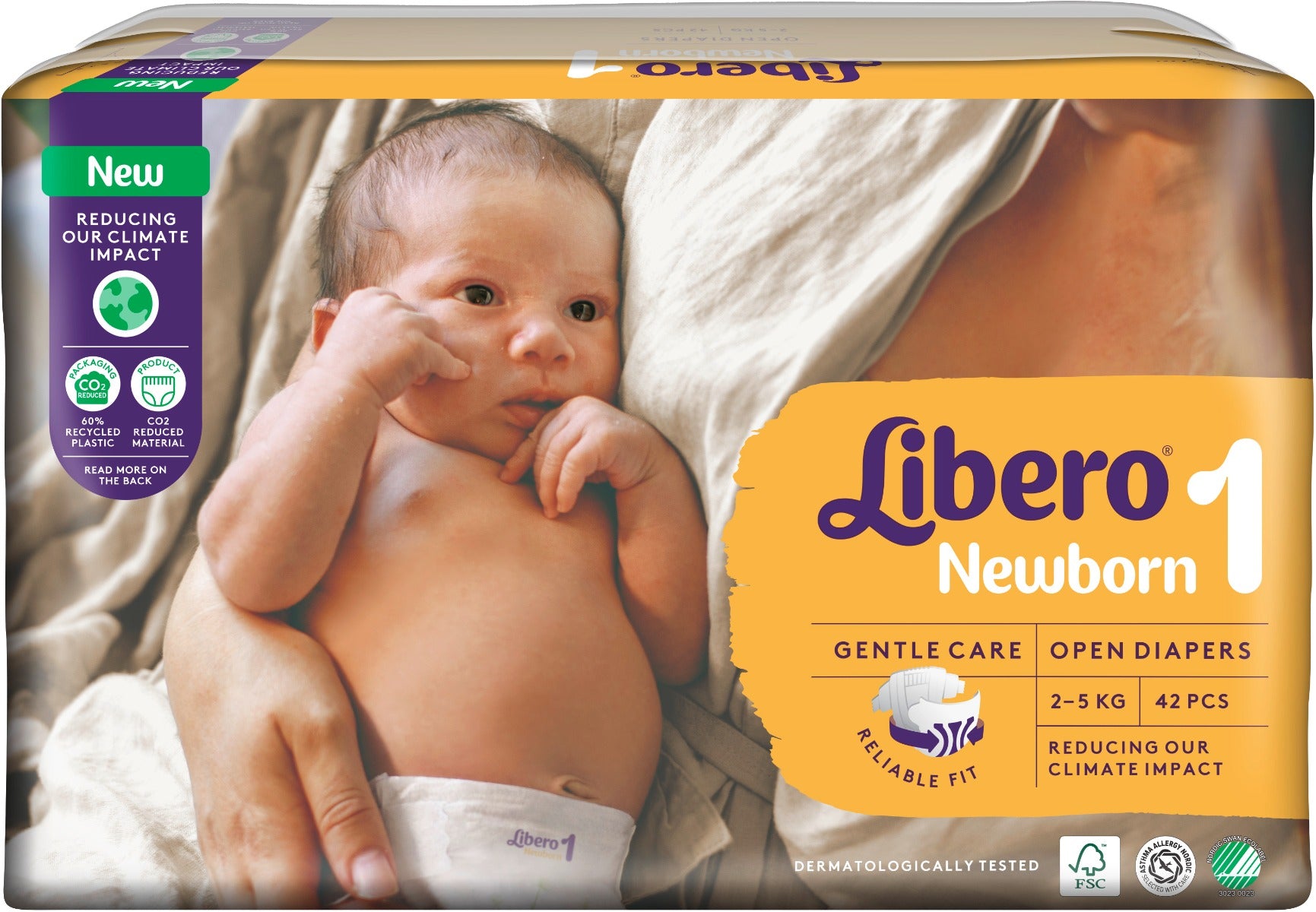 Libero Newborn 1 Mini scutece pentru nou nascuti, 2-5 kg, 42 buc Imagine principală a produsului