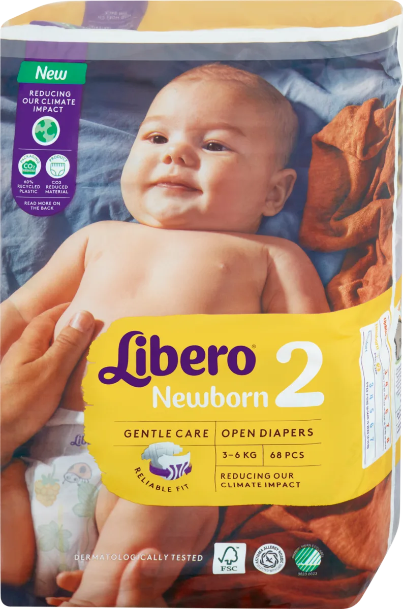 Libero Newborn 2 Mini scutece pentru nou nascuti, 3-6 kg, 68 buc