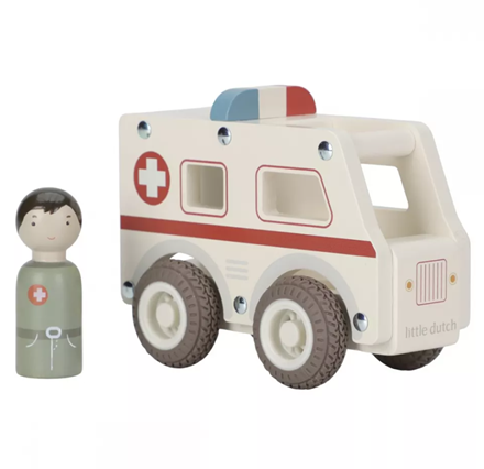 Little Dutch masinuta din lemn FSC 18m+ Ambulanta Imagine principală a produsului