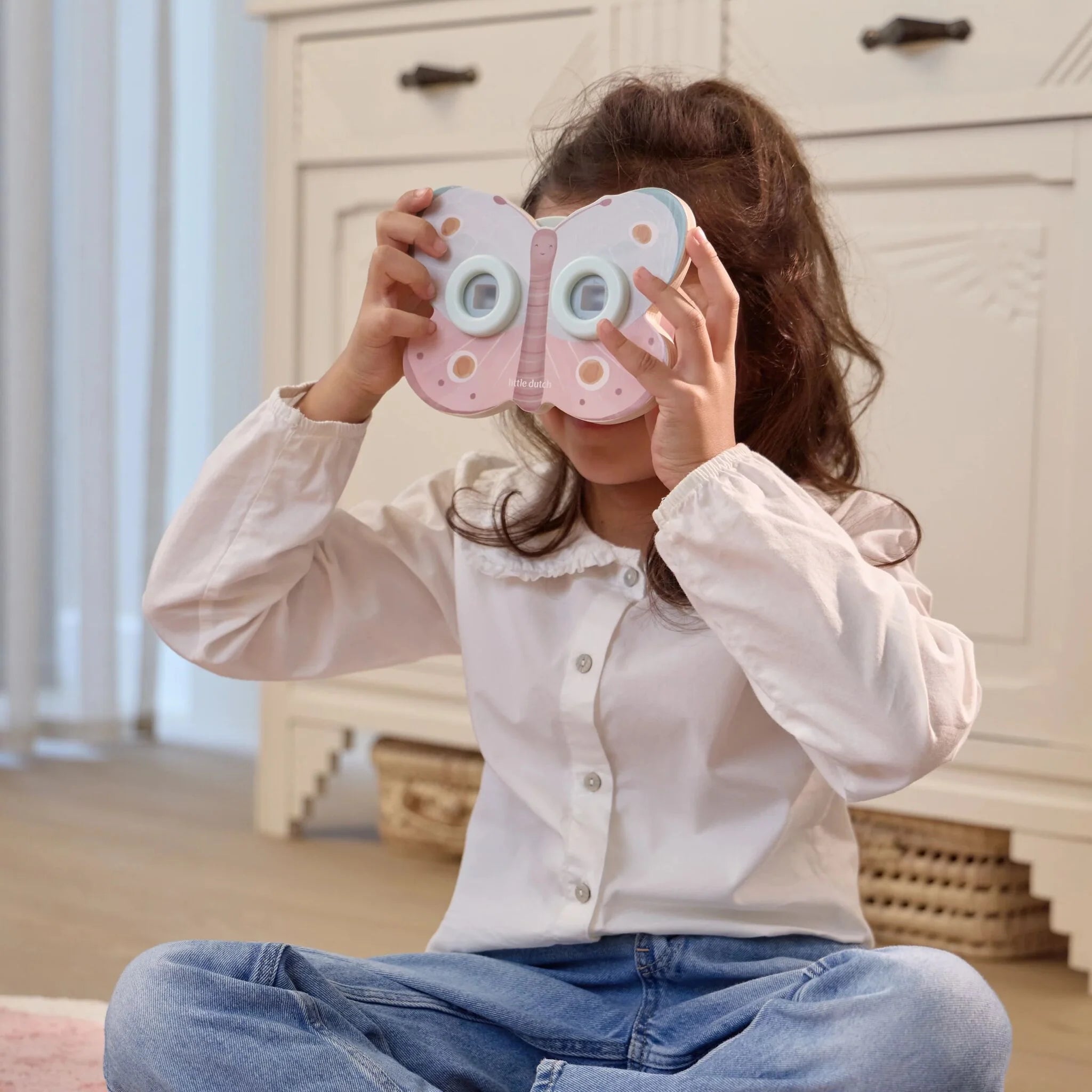 Little Dutch binoclu din lemn SFC cu discuri cu imagini 3 ani+ Fairy Graden Fluture