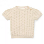 Little Dutch bluza fete tricotata cu maneca scurta 2 ani+ Fairy Garden Creme