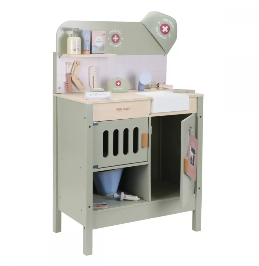Little Dutch cabinet veterinar cu accesorii din lemn FSC 3 ani+ Green