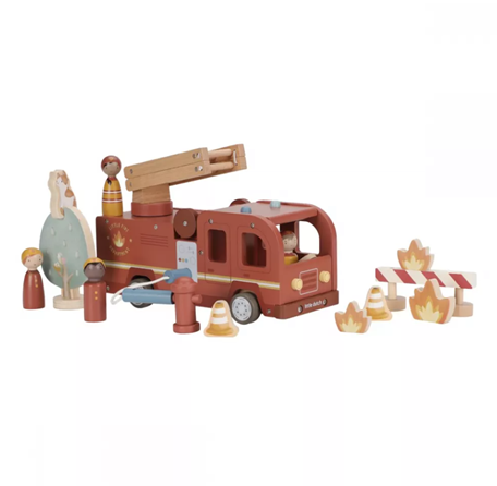 Little Dutch camion din lemn FSC 2 ani+ Masina de pompieri Red