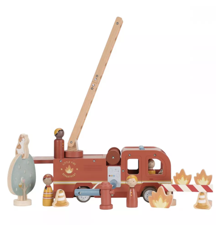 Little Dutch camion din lemn FSC 2 ani+ Masina de pompieri Red