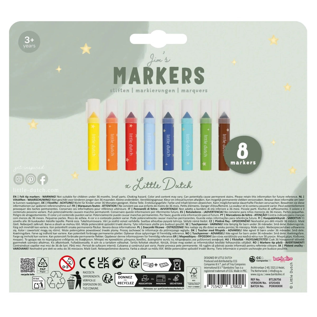 Little Dutch carioci colorate set de 8 bucati 3 ani+ Multicolored Jim