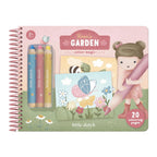 Little Dutch carte de colorat cu 3 creioane si 20 de pagini 2 ani+ Garden Rosa