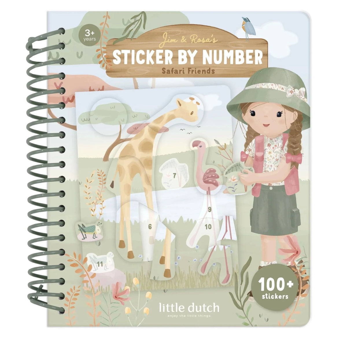 Little Dutch carte cu autocolante 3 ani+ Safari Friends Rosa