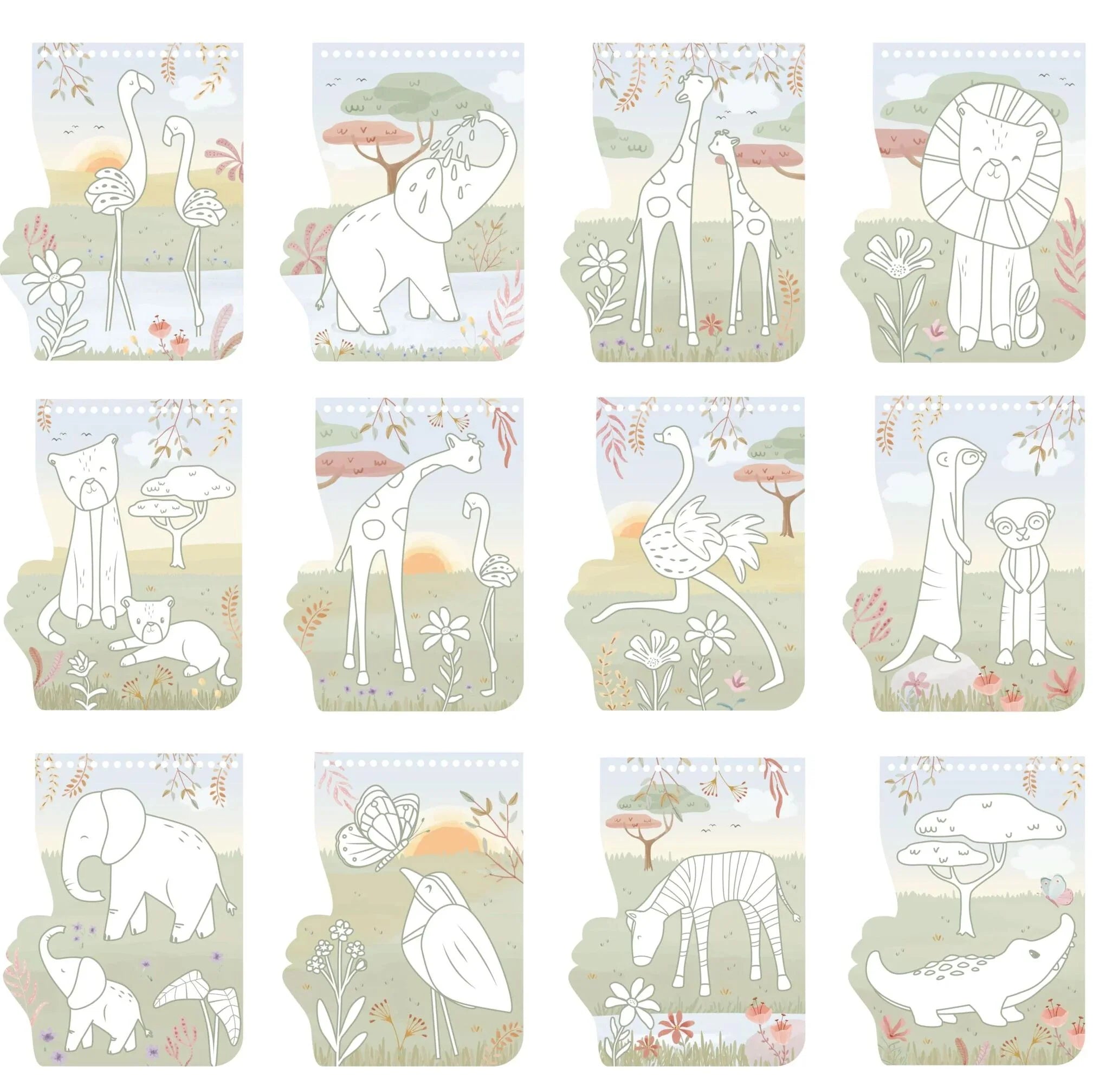 Little Dutch carte de colorat 3 ani+ Safari Friends Rosa